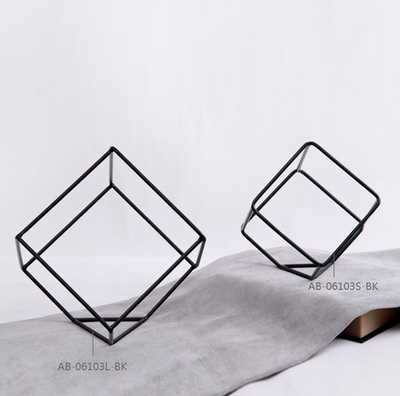 简约现代铁艺切角方摆件 黑色金属铁艺几何工艺品摆件 家居装饰品