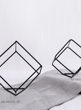 简约现代铁艺切角方摆件 黑色金属铁艺几何工艺品摆件 家居装饰品