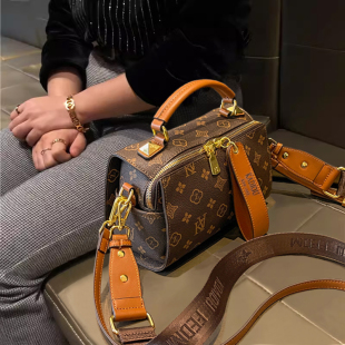 小包包女2025新款高级感时尚真皮波士顿枕头包手提单肩宽带斜挎包