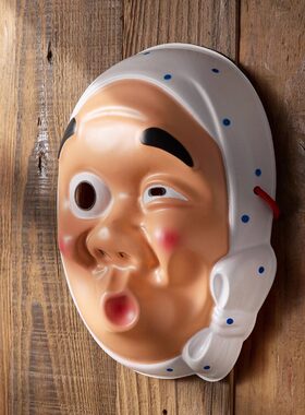 日式歪嘴面具男恐怖日式鬼武士火男天狗火影笔记歪嘴面具搞笑扮演