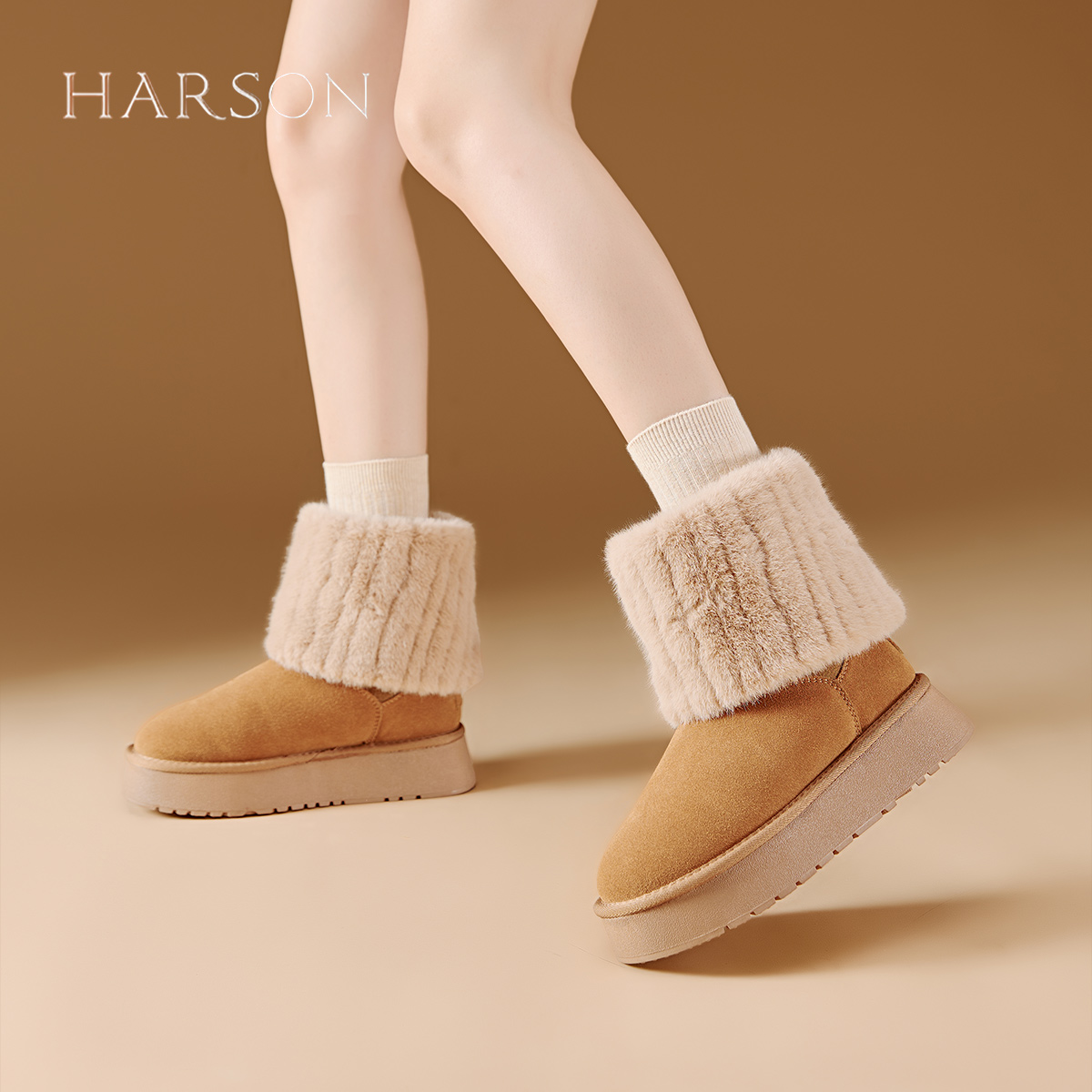 保暖哈森2024时尚雪地靴