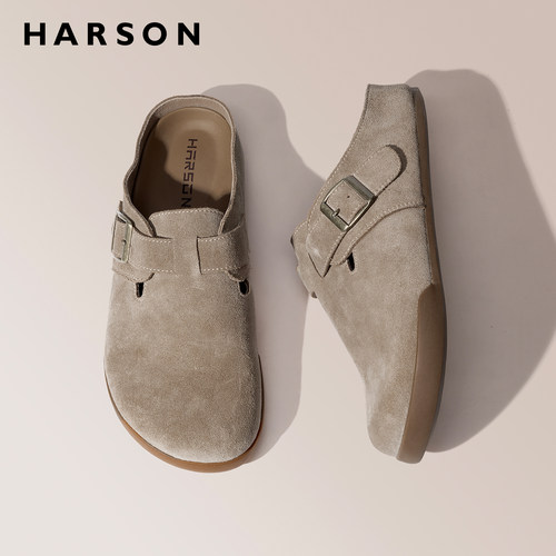 HARSON哈森男鞋透气包头半拖鞋