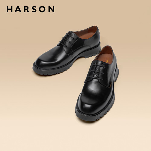 HARSON哈森男鞋厚底英伦德比鞋