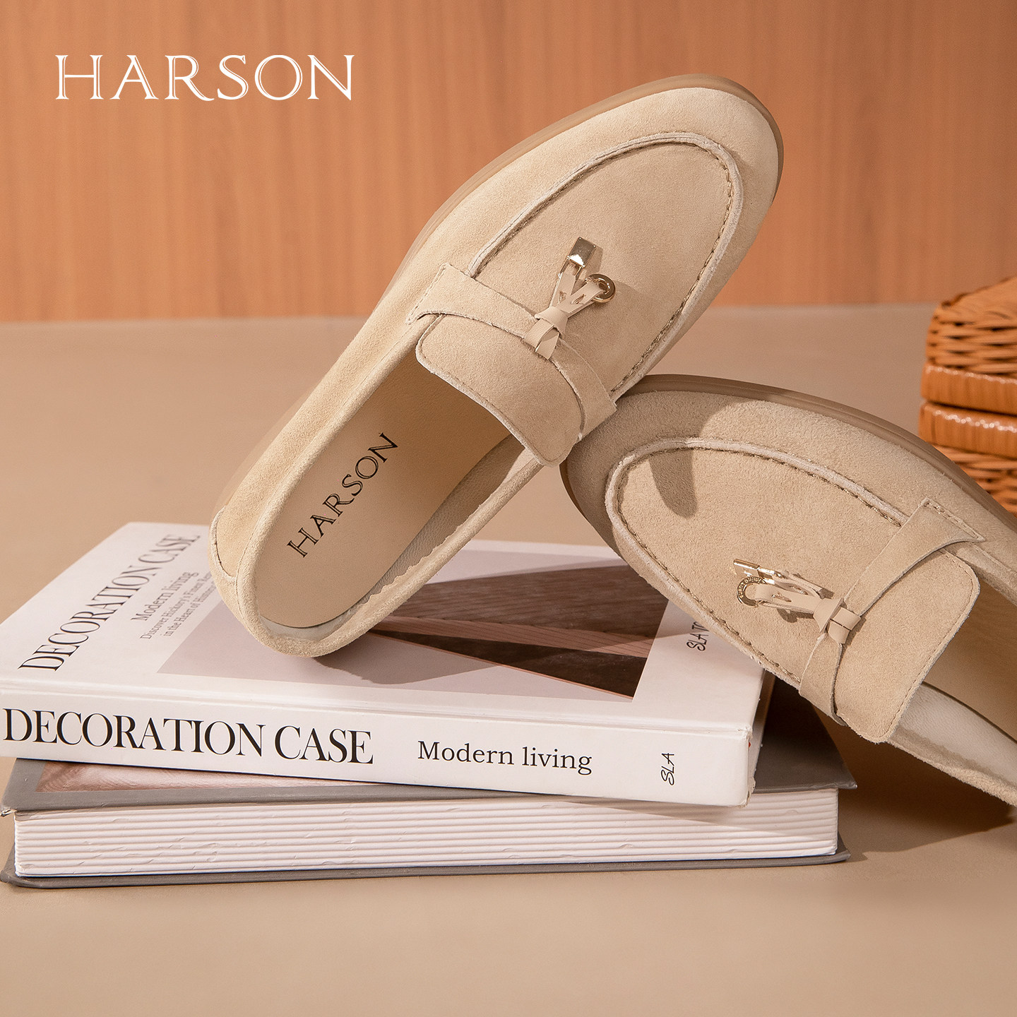 哈森精致锁扣乐福鞋女圆头平跟休闲百搭豆豆鞋2026新款HWS260159,女鞋,乐福鞋（豆豆鞋）,淘宝优惠券,粉丝福利购,淘宝优惠卷