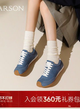 哈森复古休闲德训鞋女2025秋季新款舒适百搭运动鞋HCL250606