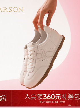 哈森休闲德训鞋女2025春季新款秀气系带平底休闲运动鞋HCS251403
