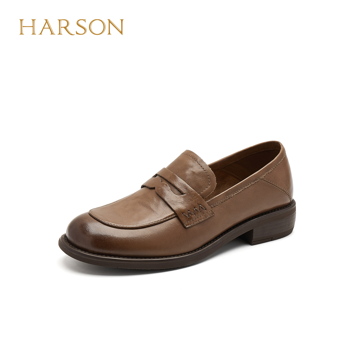 哈森复古时尚真皮乐福鞋女百搭舒适一脚蹬豆豆鞋2026新款HS26