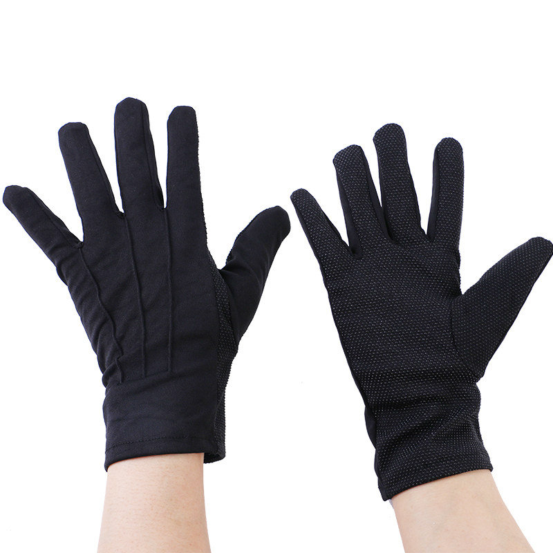 BLACK AND WHITE BEADED PLASTIC ANTI-SLIP DRIVER LABOR PROTECTION DRIVING BACK THREE-RIB ETIQUETTE CONCIERGE WORK MEN AND WOMEN BREATHABLE GLOVES