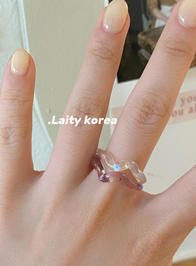 韩国高端进口糖果色树脂戒指女ins网红复古个性百搭叠戴搭配指环