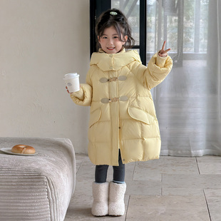 儿童冬装 保暖长款 90白鸭绒棉服 加厚女宝宝冬季 女童羽绒服2025新款