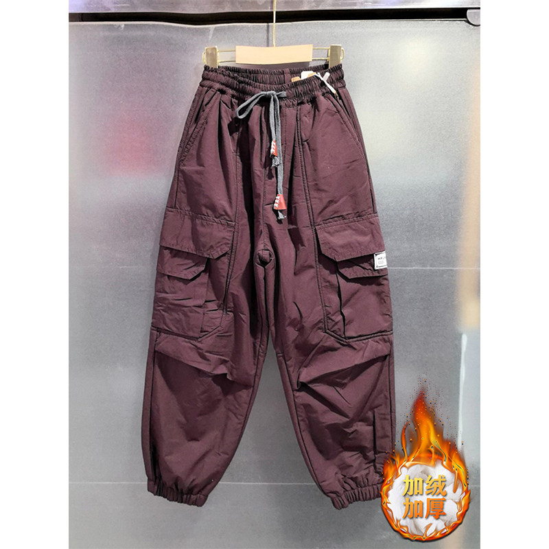 加绒加厚多口袋工装裤女秋冬新款百搭时髦束口裤设计感宽松休闲裤,女装/女士精品,休闲裤,淘宝优惠券,粉丝福利购,淘宝优惠卷