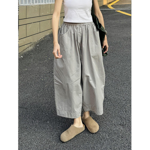高级感灰色高腰阔腿裤女夏季爆款