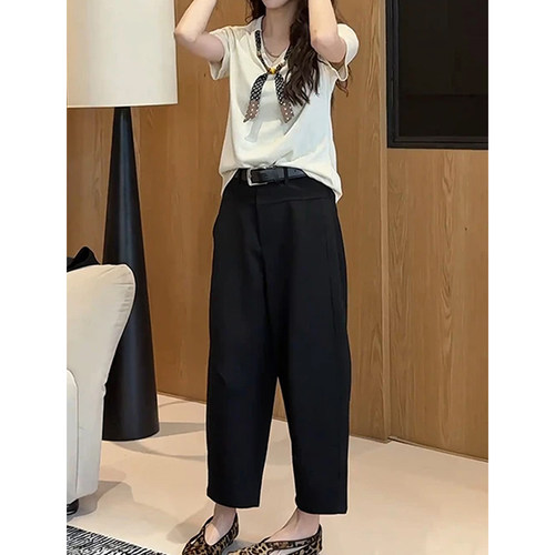 黑色窄版西装裤女2026夏季爆款