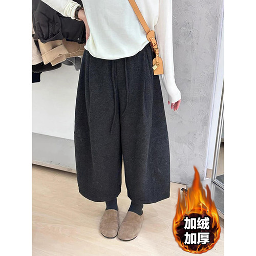 超好看的加绒休闲裤女冬季新款