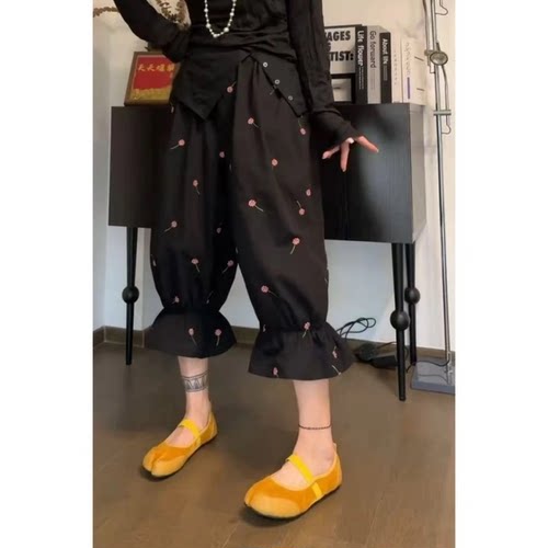 小花刺绣休闲裤女2026夏季爆款