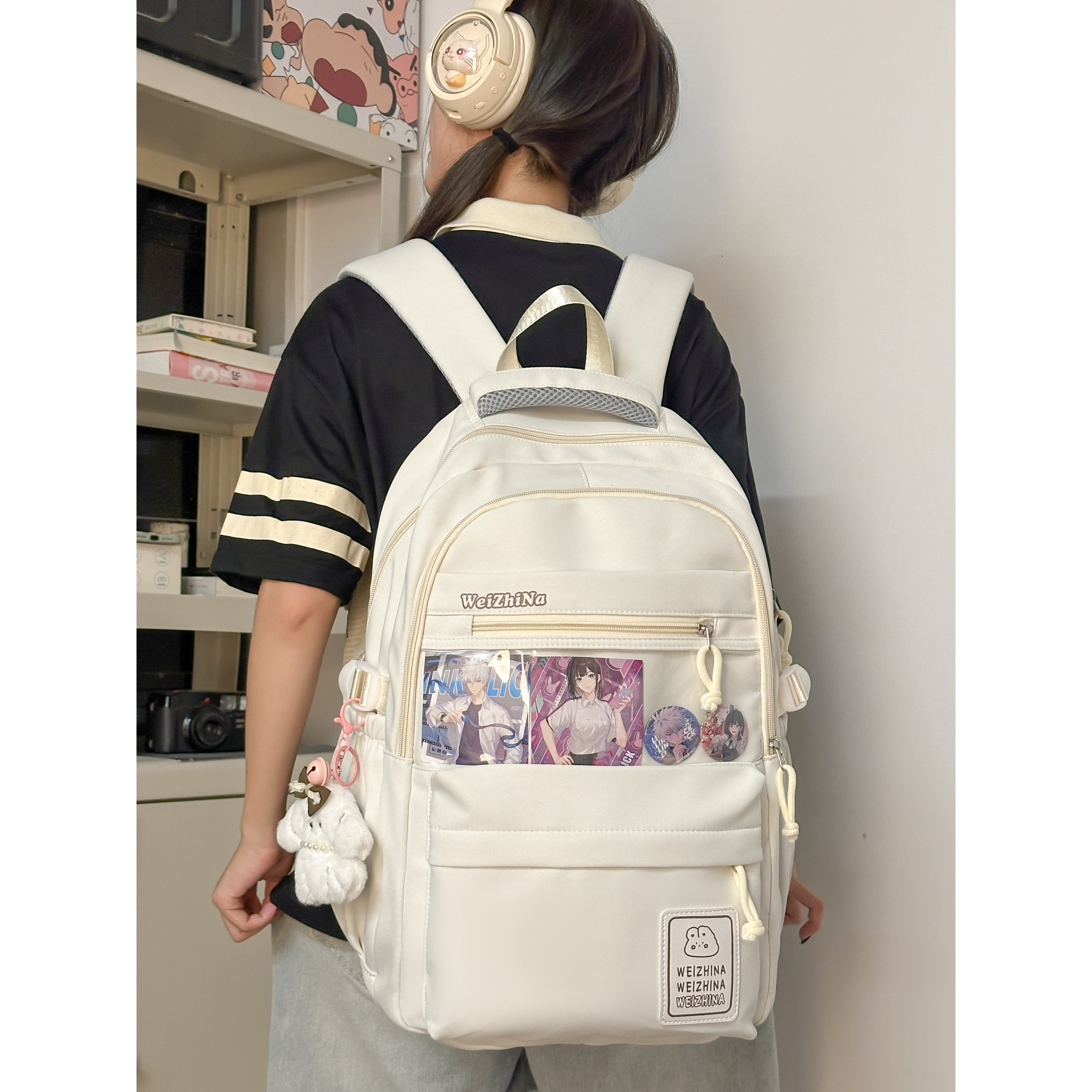 红鹮鸟ins风日系吧唧双肩包男女学生上课透明痛包大容量校园风背,箱包皮具/热销女包/男包,双肩背包,淘宝优惠券,粉丝福利购,淘宝优惠卷