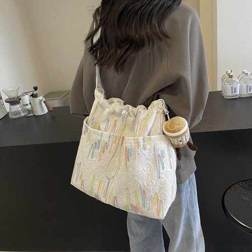 彩线托特包小清新单肩时尚女包