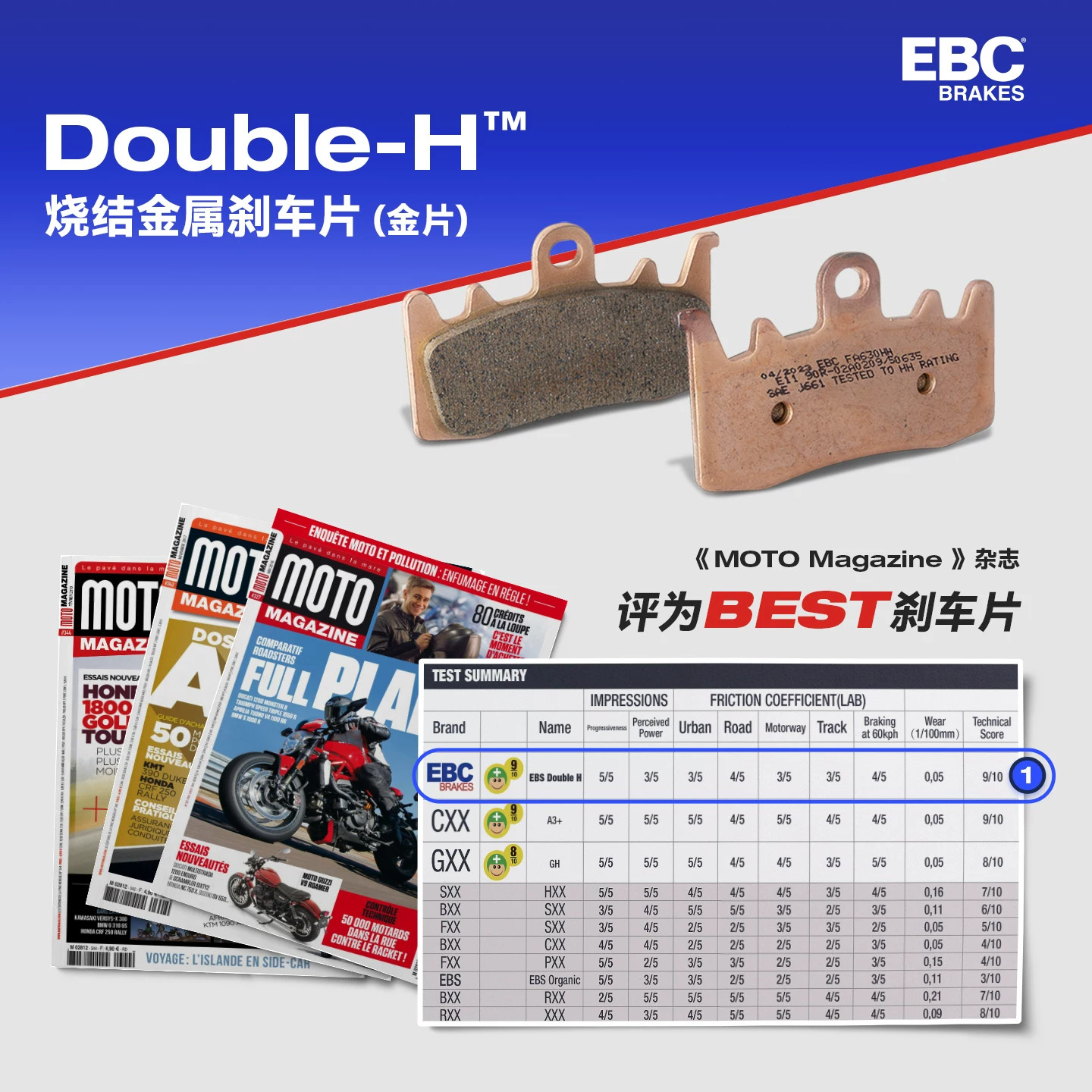 EBC刹车皮 刹车皮 适用布雷博大螃蟹水鸟M50刹车片 适用小牛改装