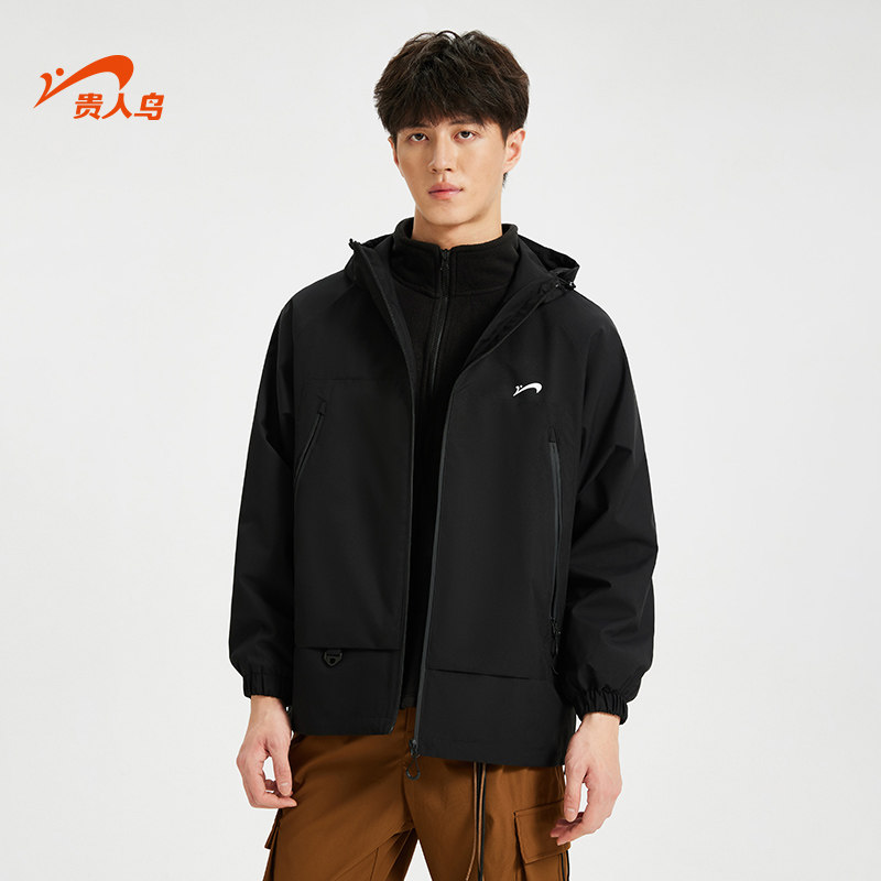 贵人鸟透气连帽风衣夹克男