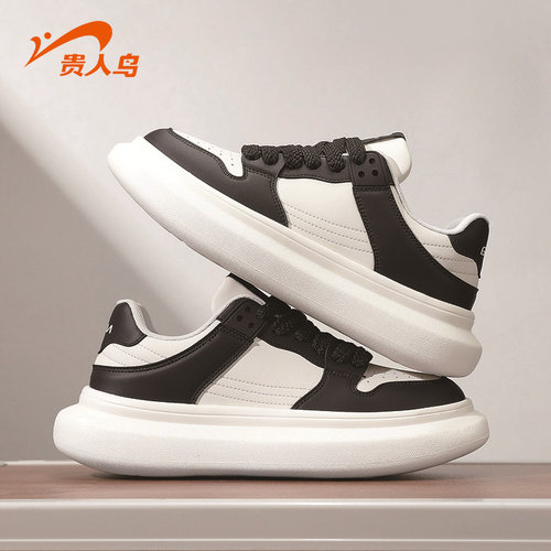 贵人鸟板鞋男轻便软底黑白休闲鞋