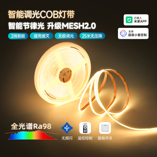 智能调光cob灯带三色变光双色全光谱24v灯条已接入米家APP线条灯