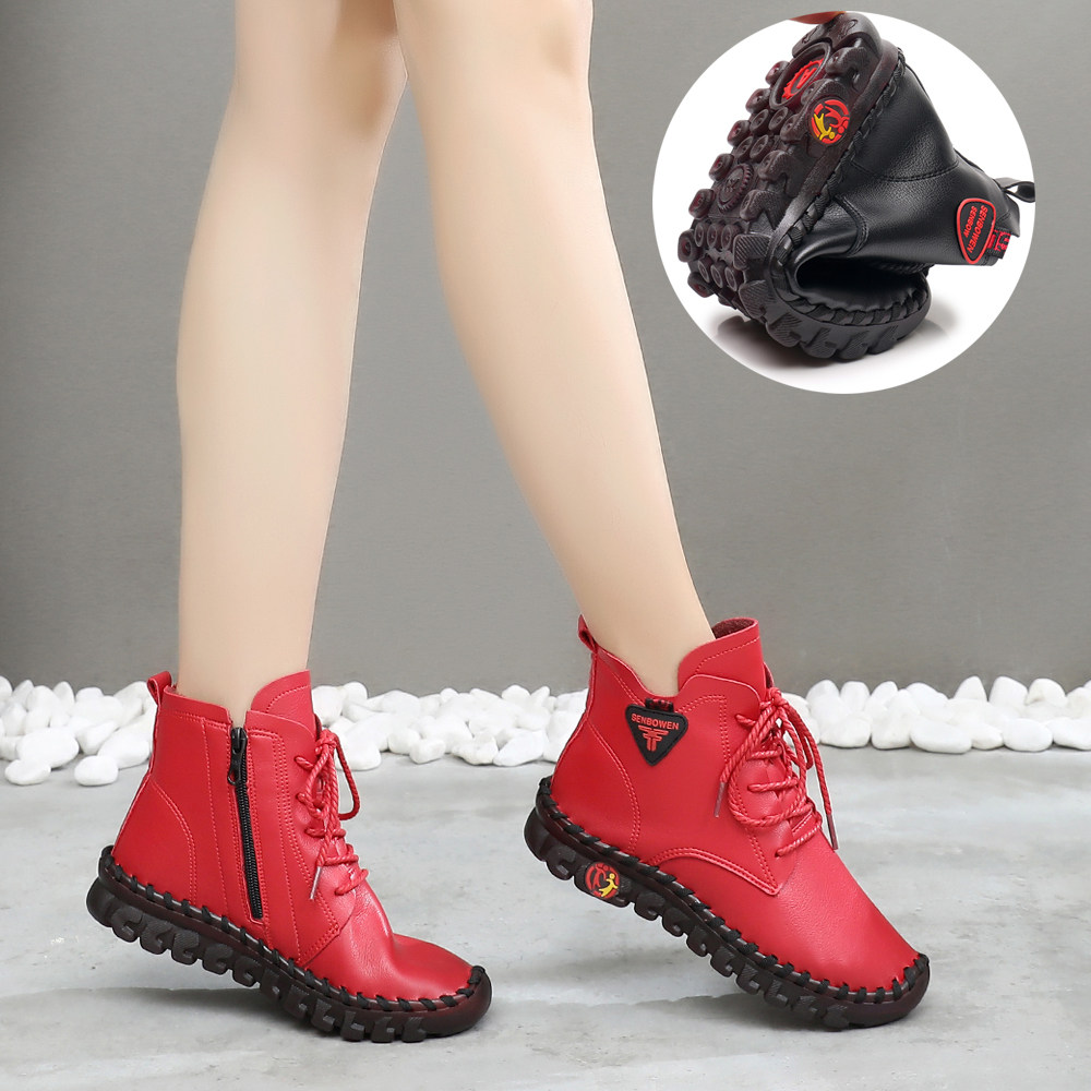 平底马丁靴女高帮软底孕妇秋冬加绒棉鞋妈妈外穿舒适百搭软皮短靴,女鞋,马丁靴,淘宝优惠券,粉丝福利购,淘宝优惠卷