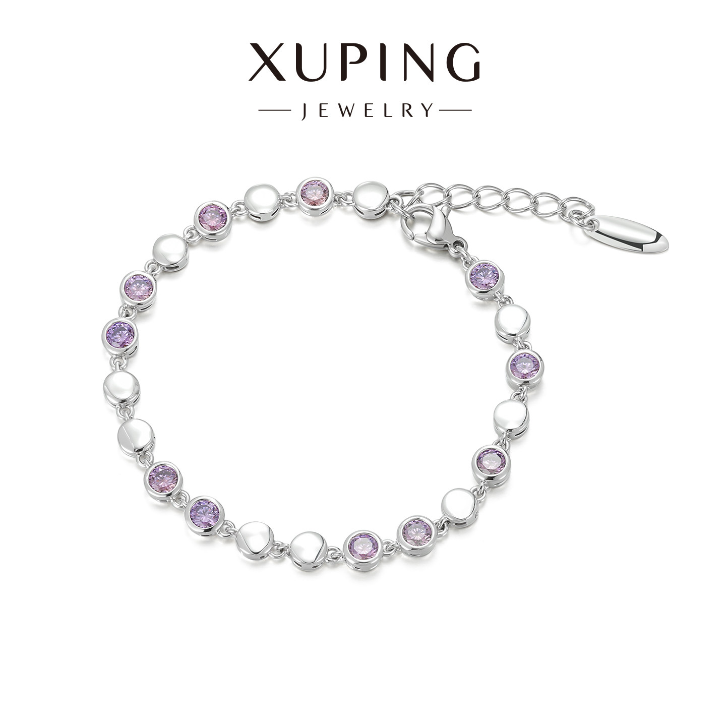 旭平彩宝紫色圆形泡泡手链女时尚轻奢精致高级感大气个性设计手饰