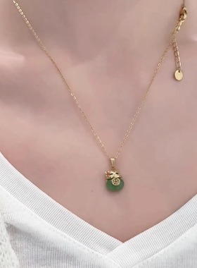 旭平合金猫咪福袋仿玉石项链