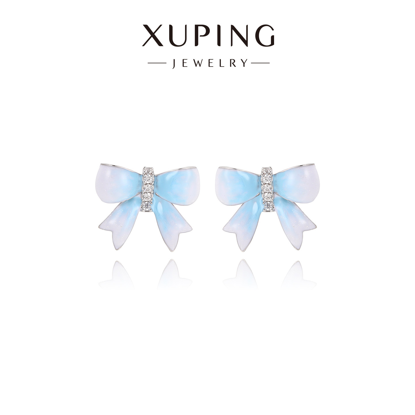 旭平珐琅渐变蓝蝴蝶结耳钉女小众复古甜美小清新简约温柔气质耳饰,饰品/流行首饰/时尚饰品新,耳钉,淘宝优惠券,粉丝福利购,淘宝优惠卷