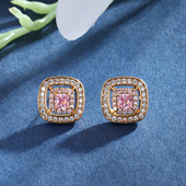 旭平彩色人造石耳环夏季 高级感轻奢小众方形耳钉耳饰女