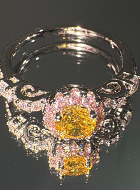 米果轻奢微镶圆形戒指女简约ins甜美风食指戒气质时尚闺蜜指环