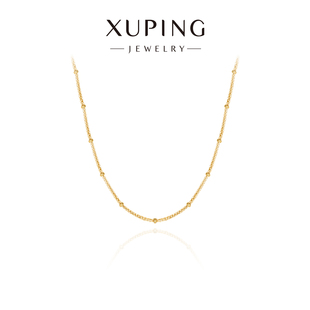 旭平仿黄金色隔珠链条素链项链简约ins风轻奢高级感豆豆锁骨链