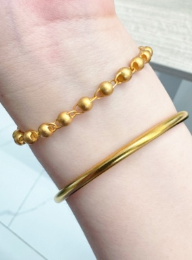 旭平新中式仿金色磨砂珠珠链手链素雅新中式复古气质圆珠手饰