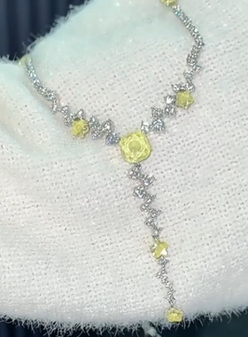 旭平仿水晶系列星光满镶嵌人造石Y型高级感轻奢重工项链礼服配饰