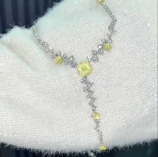 旭平仿水晶系列星光满镶嵌人造石Y型高级感轻奢重工项链礼服配饰