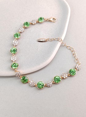 艳艳绿野仙踪仿水晶圆饼手链女新款轻奢小众气质时尚易搭手饰