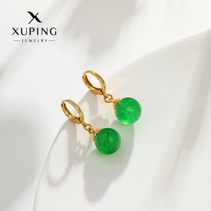 【新粉体验】旭平春来江水绿色耳扣复古串珠圆形耳环女新中式简约