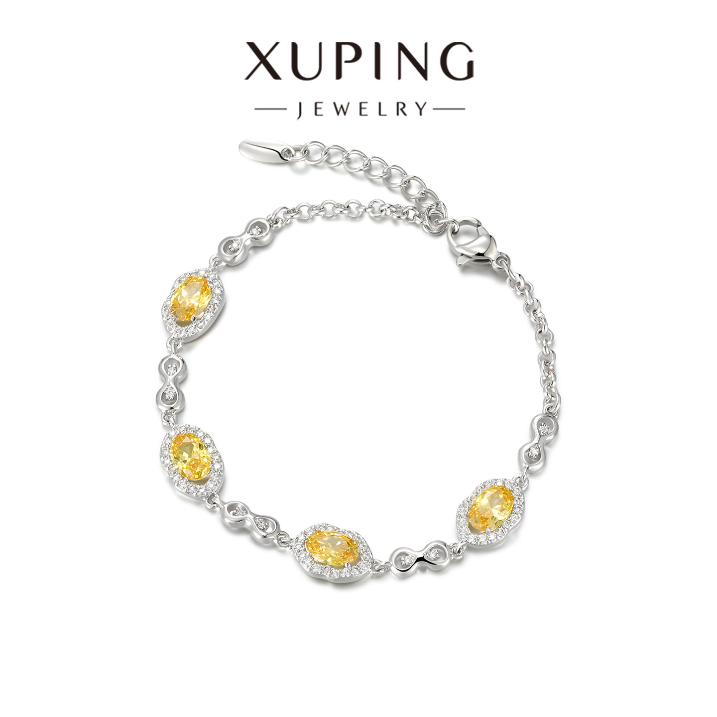 旭平彩宝系列暖黄色椭圆圆形手链时尚轻奢气质小众设计高级感手饰