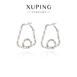 旭平复古银色扭曲圆环耳环女气质高级感大气时尚 几何耳圈耳饰 个性