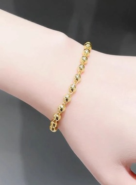 旭平仿黄金色圆形珠珠手链女个性新中式气质高级感复古气质手饰