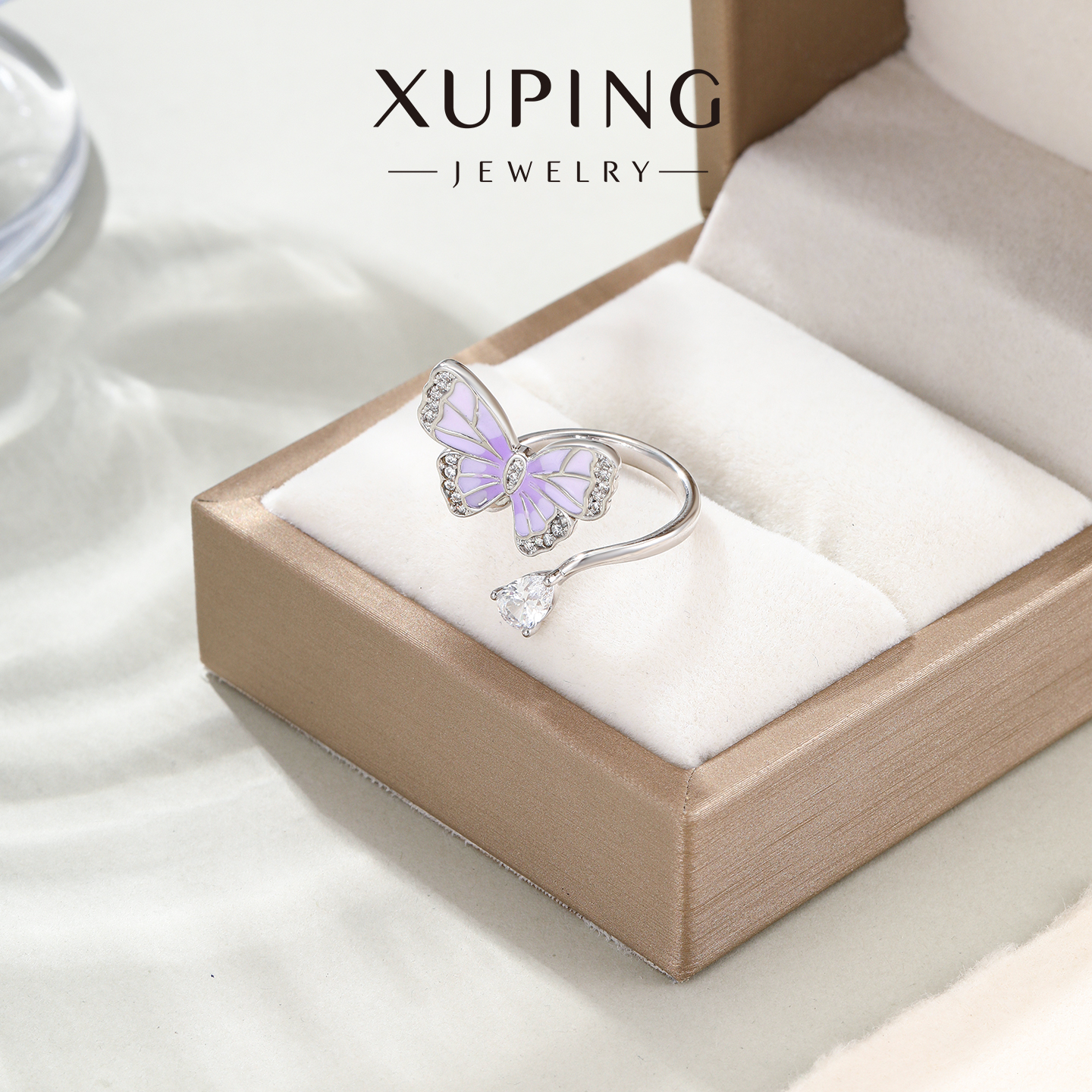 旭平时尚指环渐变紫蝴蝶仙气戒指小清新甜美气质精致戒指