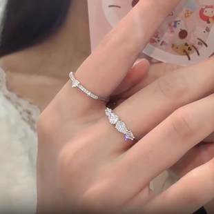 旭平爱心戒指女简约ins小众设计轻奢高级感个性小巧精致叠戴指环