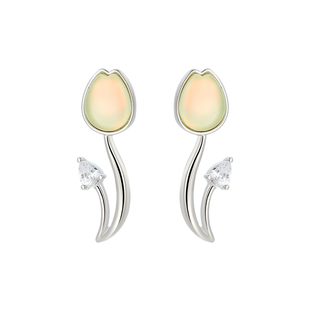 旭平春夏甜甜清凉感果冻j渐变色摩卡石郁金香耳钉甜美系气质耳饰