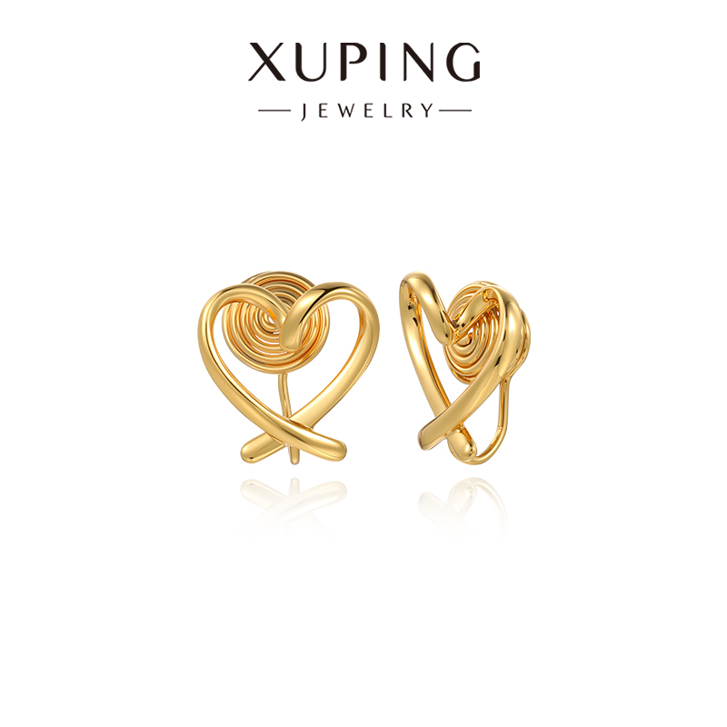 旭平【知丘】镂空爱心简约ins风甜美气质仿金色蚊香盘无耳洞耳夹