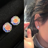 旭平温柔千禧风闪耀玫瑰四爪单石耳钉甜美少女气质生日礼物送闺蜜