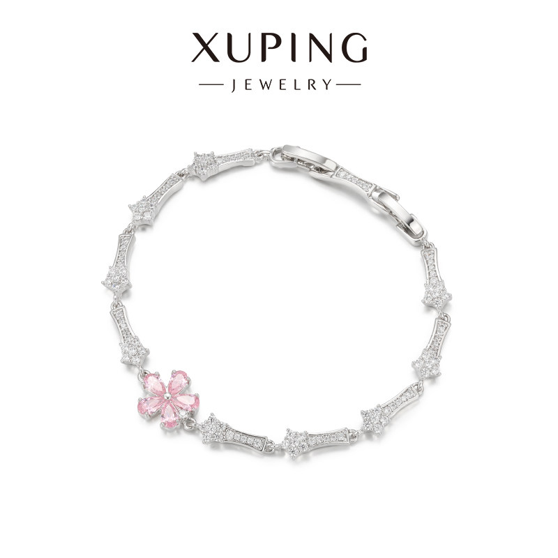 旭平时尚气质情人节甜美粉色花卉气质竹节手表扣手链手饰