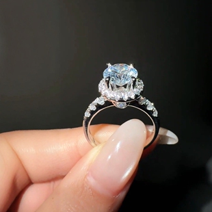 旭平梦中情戒星光围镶四爪高托戒指时尚轻奢高级感食指戒精致指环