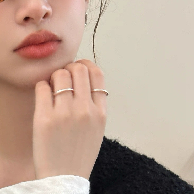 旭平素圈光面戒指镀细圈食指戒ins中性冷淡风情侣指环男女