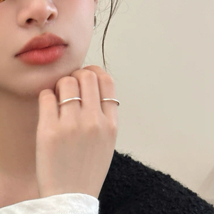 旭平素圈光面戒指镀细圈食指戒ins中性冷淡风情侣指环男女