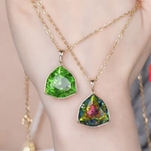 旭平几何盾牌仿水晶时尚 合金项链